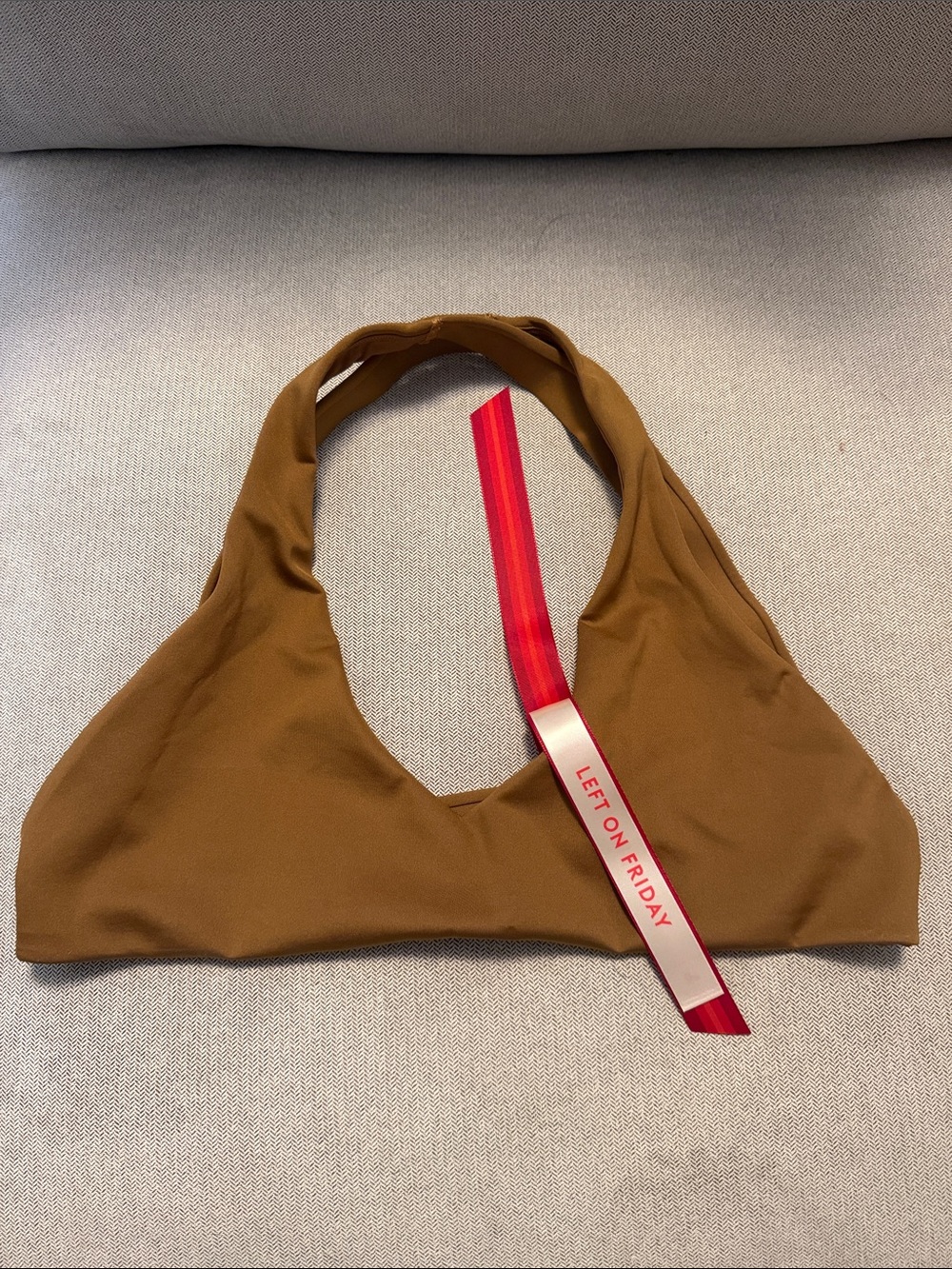 Left On Friday Brown Scoop Halter Bikini Top
